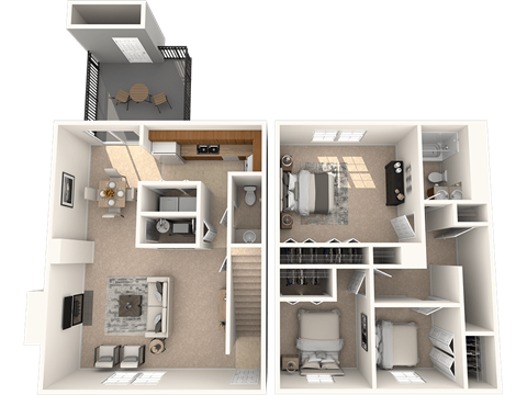 Floor plan for 3 beds, 1.5 baths, 1200 sqft